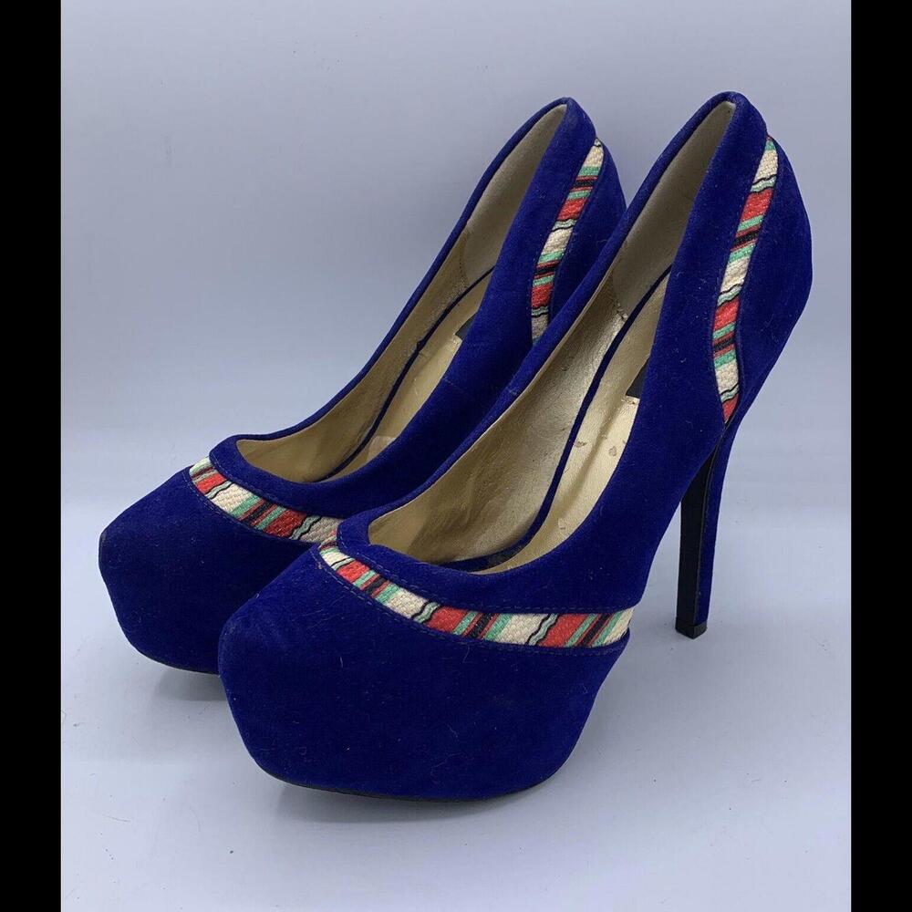 Yoki Cobalt Blue Suede Women's Blue Suede High Heels pumps Size 9 Stilettos
